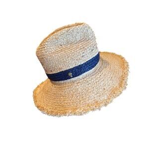 Tommy Bahama Raffia Straw Hat  Frayed Brim Women’s One Size Resort Style